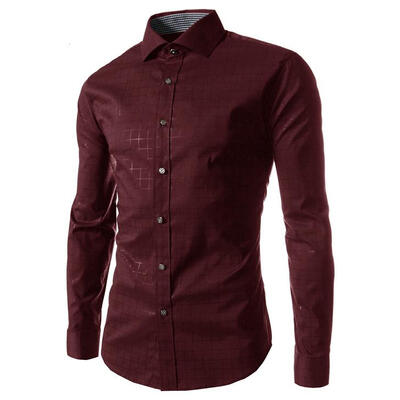 

Zogaa New Men's Shirt Fashion Printing Grid Long Sleeve