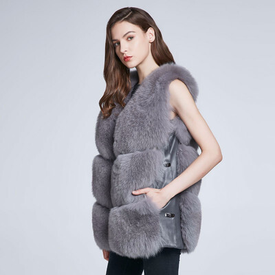 

Premium Fox Fur Jacket Winter Women Furry Natural Leather Jacket Fashion Splicing Unique Design 2018 New Discount Warm Lady
