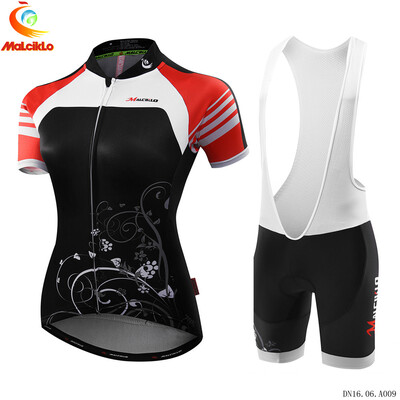 

Malciklo 2018 Summer Womens Cycling Jersey Bib Tights Woman Short Bike Compression Suits Quick Dry