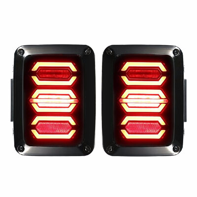 

Pair of Smoked LED Rear Tail Lights Brake Turn Signal Reverse Lamps for Jeep Wrangler JK 07-17