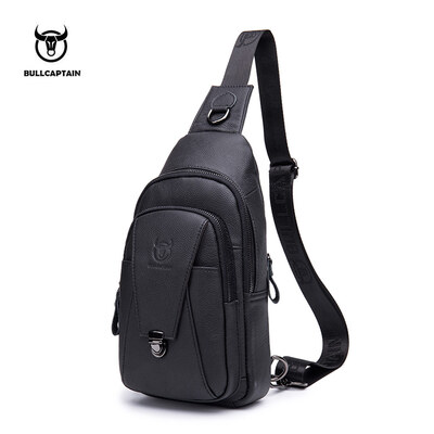 

BULL CAPTAIN High Quality Men Genuine Leather Cowhide Vintage Chest Back Pack Travel fashion Cross Body Messenger Shoulder Bag