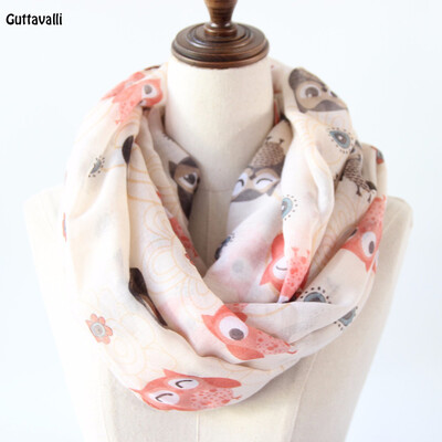

Guttavalli Women Owls Chevron Ring Shawl Solid Girl Dots Flowers Loop Scarf Soft Bohemia Vintage Animal Stripes Бесконечные шарфы