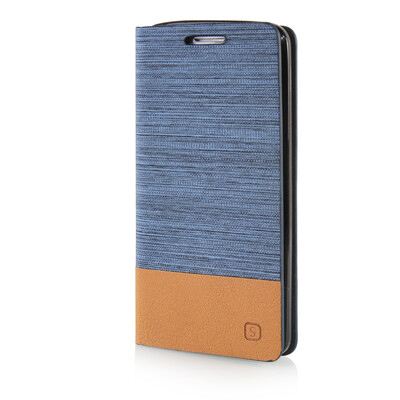 

MOONCASE Canvas Design Leather Side Flip Wallet Pouch Stand Shell Back ЧЕХОЛ ДЛЯ LG G2 Light Blue