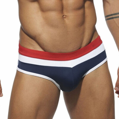 

Mens Soft Contrast Color Breathable Elastic Beach Shorts Swimwear Briefs
