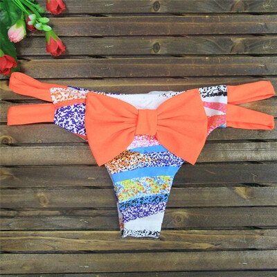 

Sexy Big Bowknot Patchwork Thong Bikini Bottom T-Back Women Swimsuit String Beachwear Swimwear Female Bathing Suit