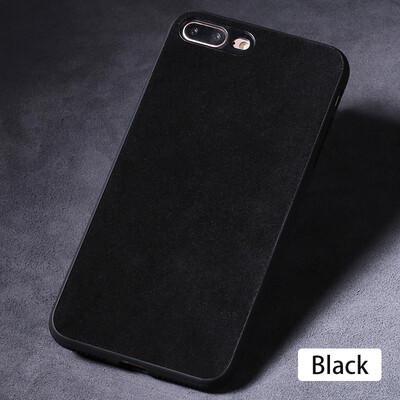 

Genuine Leather Phone Case For iPhone 7 8 Plus Suede leather Back Cover For X 6 6S Plus Cases