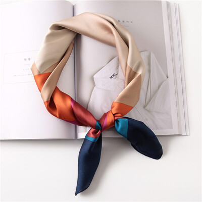 

Guttavalli Women Fashion Colorful Geometric Square Tie Small Chevron Summer Female Skinny Scarf Bohemia Stripes Satin Scarves