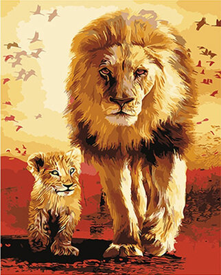 

Animals Oil Painting Diy Oil Painting Paint by Numbers Kits on Canvas without Wooden Framed for Adults&Beginners - Lion&it