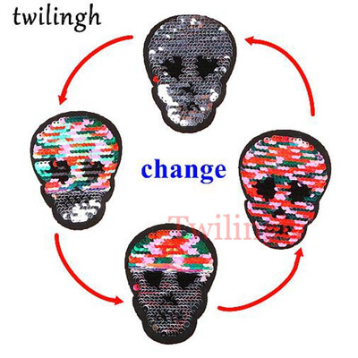 

twilingh 1pc Red Lip&Love Letter Reversible Change Color Sequins Patches DIY
