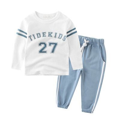 

Tracksuit for boys children clothing kids clothes sports suit for boys&girls striped&letter printed t-shirt&pants