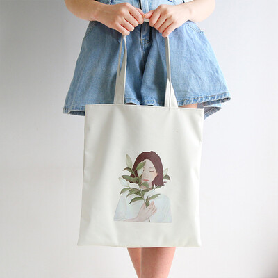 

Shouyi literary canvas PU bag Mori girl simple wild college shoulder bag shoulder bag JD-SN-69 flower love girl