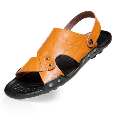 

2018 Summer New Style Fashion Leather Sandals Slip Plus Size Sandals&Slippers Beach Shoes