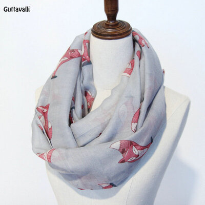 

Guttavalli Women Solid Cute Fox Print Кольцо Шаль Урожай Животные Вискозные Мягкие петли Шарф Зимние Лоури Теплые Бесконечные Шарфы