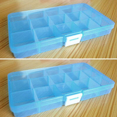

New Plastic 15 Slots Adjustable Jewelry Storage Box Case Craft Organizer