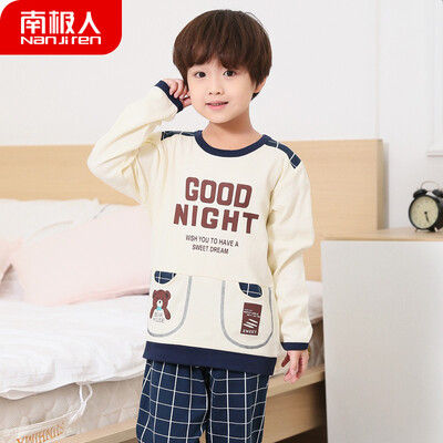 

Antarctic childrens pajamas mens spring&autumn cotton in the big childrens home service girls long-sleeved pajamas set NAS5X20022-8 girls Xihong Ge 130