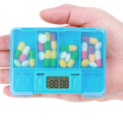 

4 Grid intelligent electronic timing pill case Alarm Timer Pills Reminder storage box Medicine box Organizer pill container