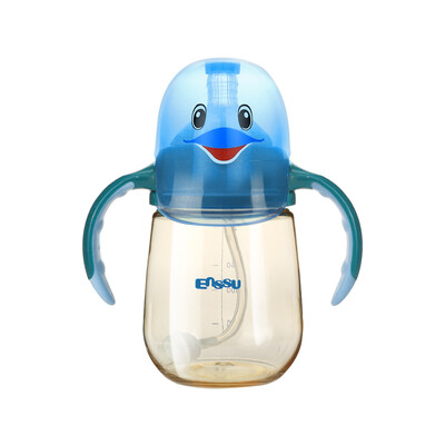 

Enssu PPSU baby learning cup childrens cup sippy cup kindergarten shatter-resistant duckbill cup with handle fun cup with gravity ball ES3117 210ml