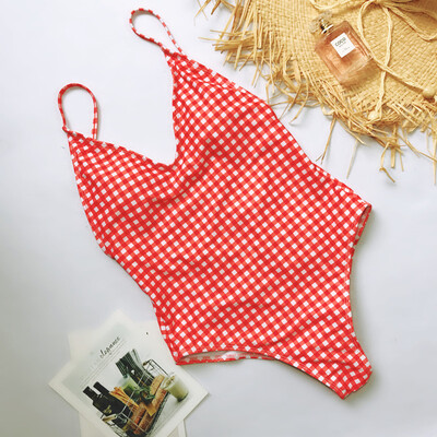 

2018 women Swimwear Sexy high cut one piece swimsuit Backless swim suit Black White Red thong Bathing suit female Monokini