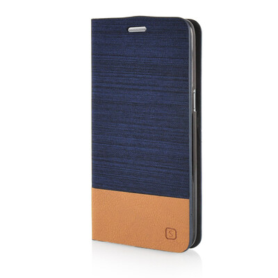 

MOONCASE Canvas Design Leather Side Flip Pouch Stand Shell Back Case Cover for Samsung Galaxy Grand Prime G5308W Dark Blue