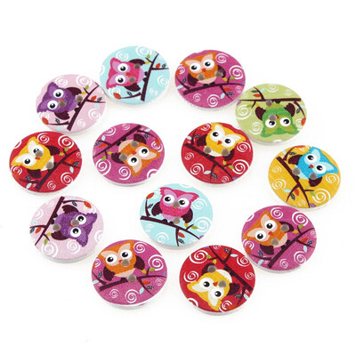 

mymei 1 Bag 100pcs Mixed Pattern Wooden Buttons Fit Sewing&Scrapbook 20mm