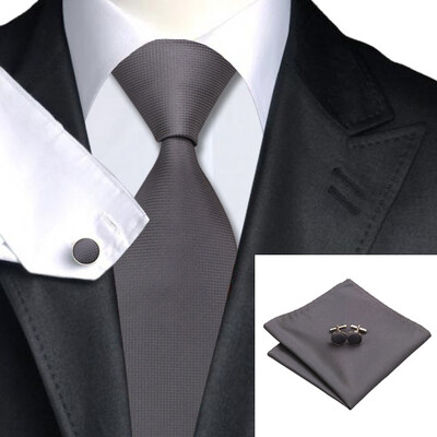 

Hot selling Vogue Men Silk Tie Set High Quality 100% Silk Necktie Handkerchief Cufflinks Set for Formal Wedding Business