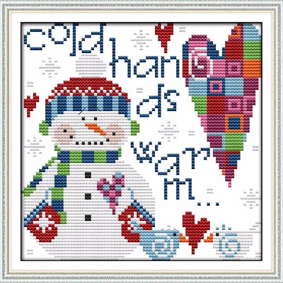 

22 217cm DIY Handmade Counted Cross Stitch Set Embroidery Needlework Kits Christmas Snowman Pattern Cross Stitching Home Decora