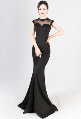

Elegant halter long evening dress mermaid black dress