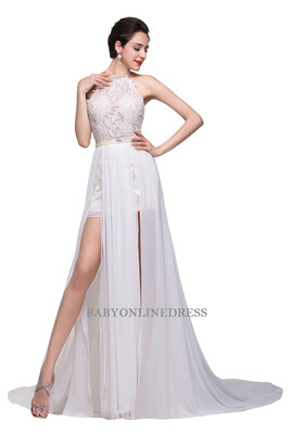 

2018 Beaded Long Evening Dress Chiffon Side Slit Burgundy Sexy Backless Formal Party Evening Gown Robe De Soiree Prom Dresses