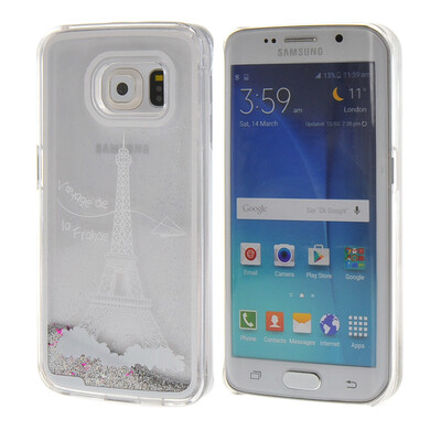 

MOONCASE 3D Quicksand Liquid Flowing Shinny Hard Plastic Transparent Clear Case Cover for Samsung Galaxy S6 Edge Silver