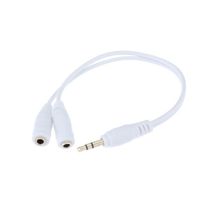 

White 35mm Stereo Audio Splitter Y Cable Adapter Male to 2x Female