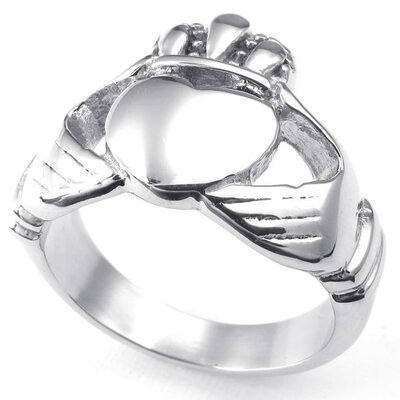 

Hpolw Mens Womens Stainless Steel Ring Claddagh Heart Crown Wedding Band Silver