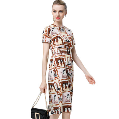 

BURDULLY New 2018 Print Dress Woman Sexy Summer Vintage Dresses Large Sizes Elegant Ladies Dresses Business Casual Short Sleeve
