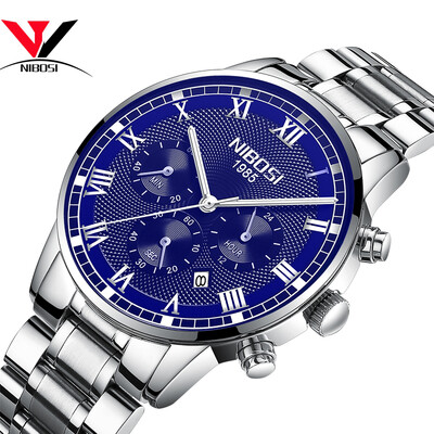 

NIBOSI 2018 New Men Watches Stainless Steel High Quality Watched Brand Fashion Analog Sport Quartz Wrist Watch Erkek Kol Saati