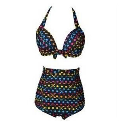 

Women' Retro Polka Dot Bikini Sexy WaiSt RoSe Print SwimSuit