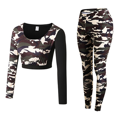 

Sexy Girls Waist Gym Tracksuit Fitness Tights Yoga Set Workout Costume Shirt