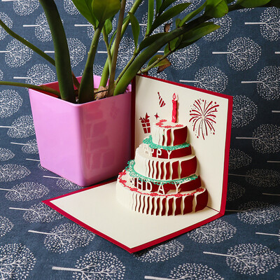 

TaTanice creative gift greeting card 3D stereo birthday cake birthday card couple confession wishes send lover to send friends THK018