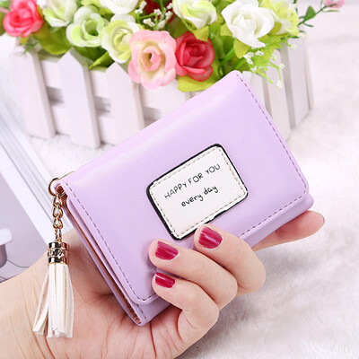 

New Fashion Womens Simple Vintage Wallet Solid Color Letters Pattern Trifold Short Purse Wallet for Girls