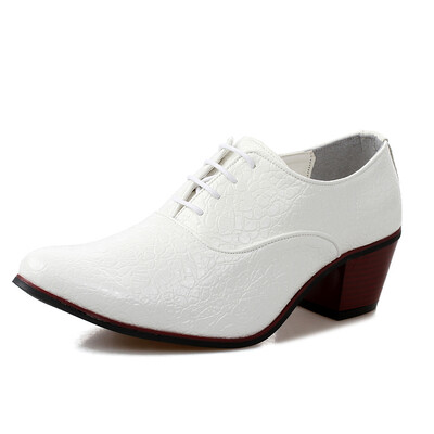 

DJSUNNYMIX Brand Mens dress shoes fashion Crocodile pattern leather pointed toe wedding shoes 7cm high heel