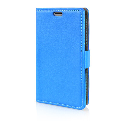 

MOONCASE Litch Skin Leather Side Flip Wallet Card Slot Pouch Stand Shell Back ЧЕХОЛ ДЛЯ Microsoft Lumia 435 Blue