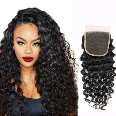 

WYF Indian Deep Wave 3 Bundles with Closure 100 Unprocessed Human Hair Deep Extensions
