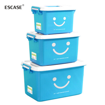 

ESCASE car storage box car box storage storage box trunk storage box car household toolbox thickening large medium&small i8 three piece set 60L navy blue