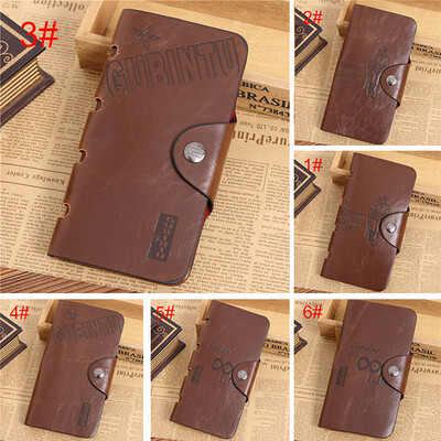 

Casual Genuine PU Leather Men Long Billfold Wallets Vintage Top Male Purse