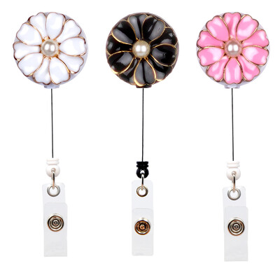 

Qinsuee Retractable Badge Holder with Alligator Clip 24 inch Retractable Cord ID Badge Reel with Pearl 3 Pack Multiple