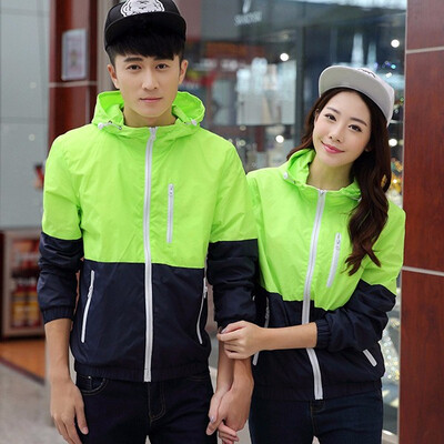 

Unisex Couple Fashion Long Sleeve Contraste Color Zipper Sun Protection Jacket