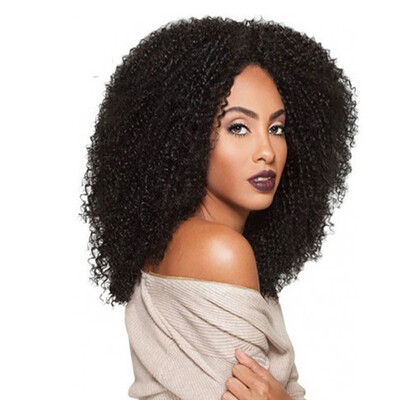 

QianBaiHui African American Womens Wig Medium Length Afro Kinky Curly Synthetic Hair Wigs for Black Women with Free Wig Cap