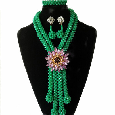 

Orange India Millet Beads Beaded Necklace Dubai Bridal Costume Jewelry Nigerian Wedding Beads African Jewelry Set For Women