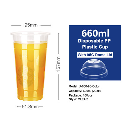 

Free Shipping 12oz-22oz Clear Plastic PP Cups with Dome & Flat Lids for Juice Tea Milk Iced Coffee Bubble Boba Smoothie 100pcs