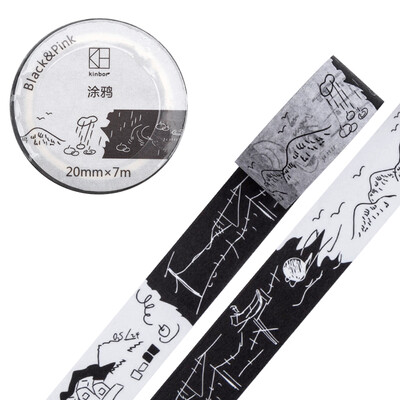 

Kinbor hand book&paper tape 20mm7m hand book sticker decorative tape Black pink - plaster DTB64332