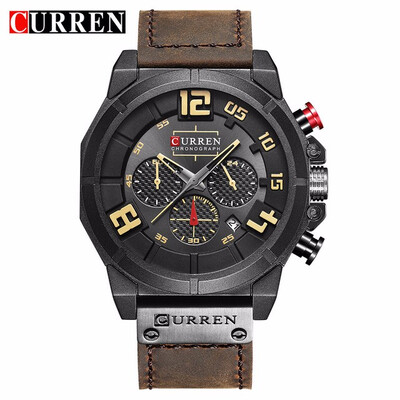 

CURREN 8287 Top Brand Chronograph Quartz watches Men 24 Hour Date Men Sport Leather Wrist Watch