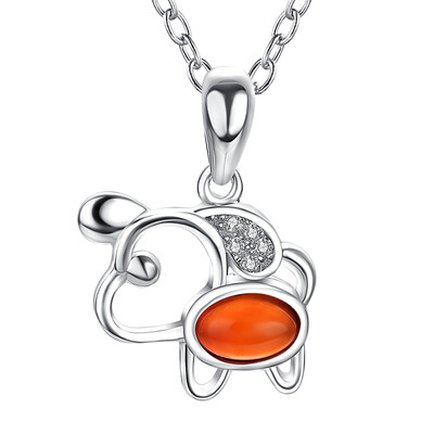

Yoursfs Silver Color orange Opal Crystal Necklace Pendant Chokers for Women Children Cute Dog Animal Pet Girls Gift Choker